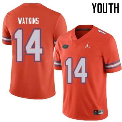 Youth Florida Gators #14 Jaylen Watkins NCAA Jordan Brand Orange Authentic Stitched College Football Jersey JKY2562KG